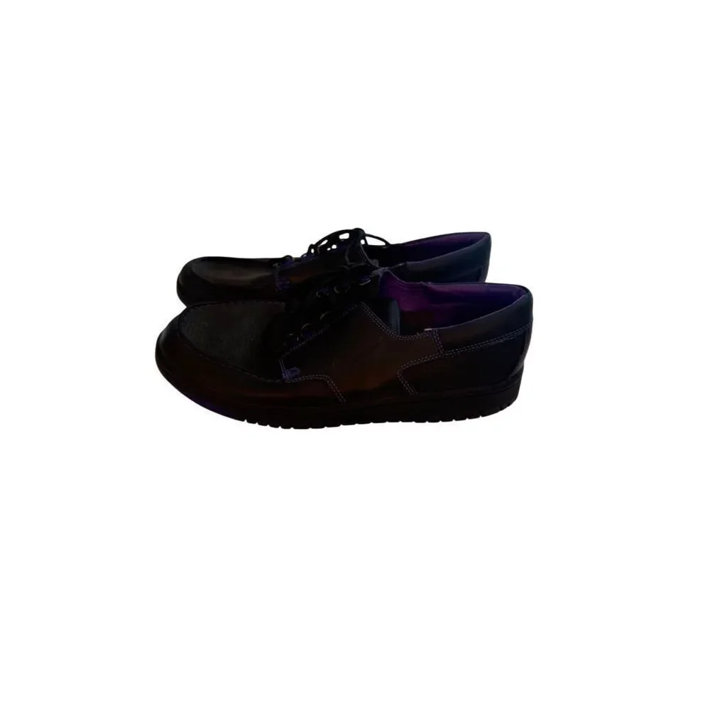 Nike Mens Black Purple Mad Jibe Leather Lace Up Perforated Boat Shoes Size 11